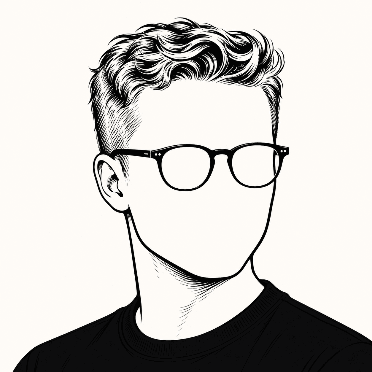 Monochrome illustrated portrait of Vespero